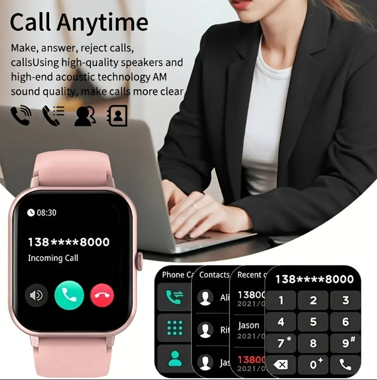 Square Smartwatch Women BT Call Heart Rate Sport Mode Fitness Tracker Waterproof Smart Watch Men For IOS Android